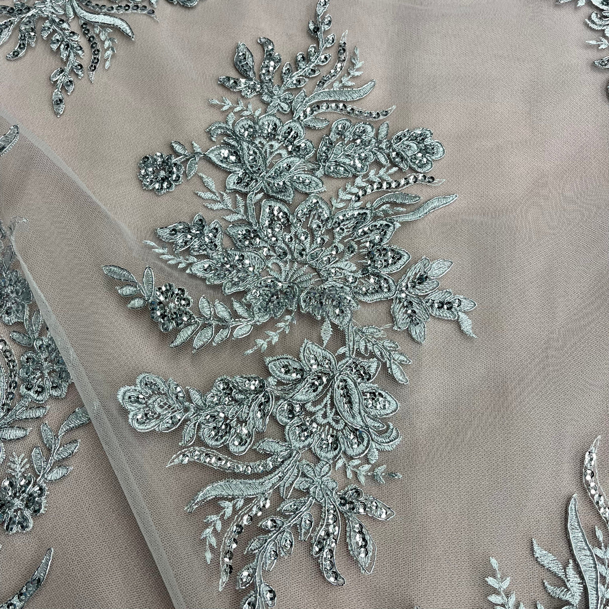 Beaded Corded Bridal Lace Fabric
