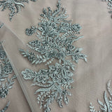 Beaded Corded Bridal Lace Fabric