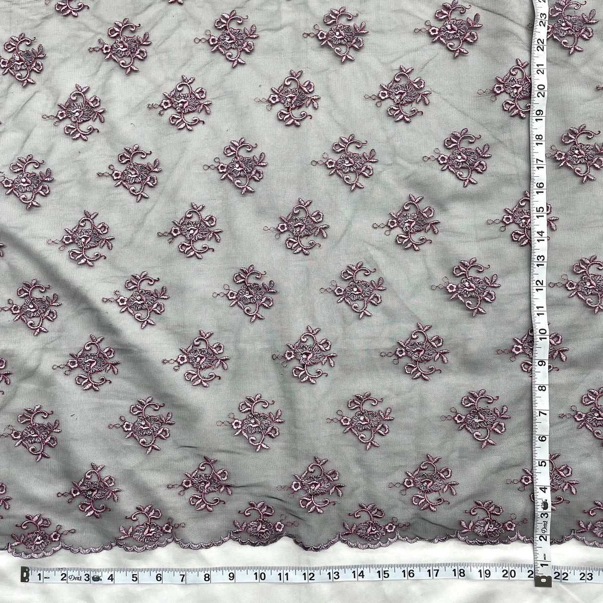 Beaded Lace Fabric on Polyester Net Mesh 52"