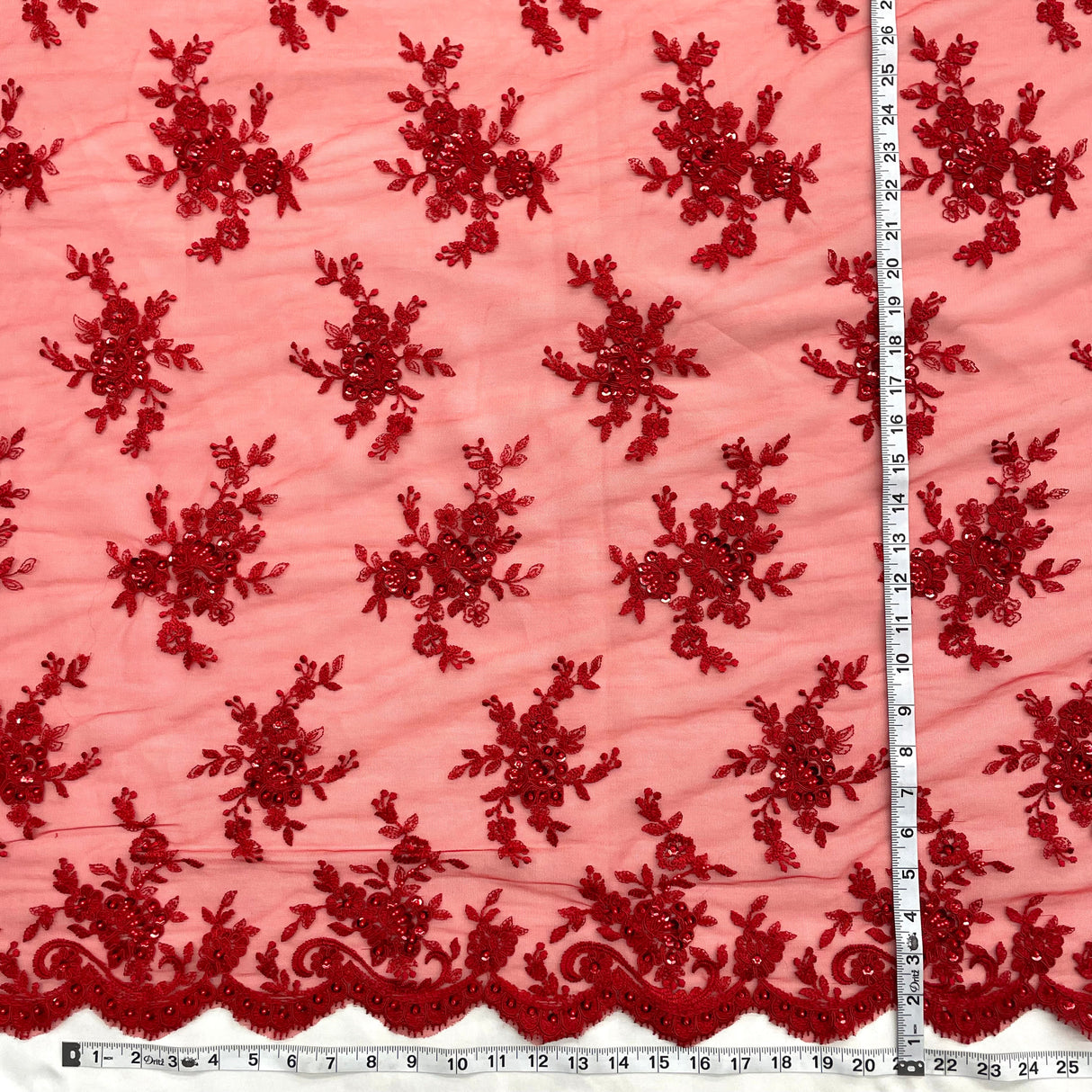 Beaded Corded Bridal Lace Mesh