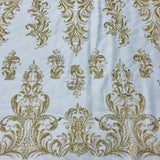 Beaded Lace Fabric on Polyester Net Mesh