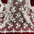 Beaded 3D Floral Lace Fabric White 51"