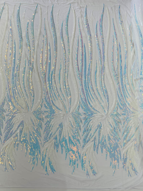 Wing Sequin Polyester Fabric - Angel Wing Sequin Mesh, 54" Width (1 Yard)