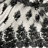 Beaded 3D Floral Lace Fabric
