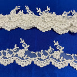 Beaded Corded Lace Trim Metallic