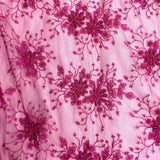 Beaded Lace Fabric Embroidered On 100 Percent Polyester Net Mesh - Fuchsia, Teal, 52" Width (1 Yard)