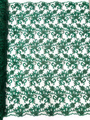 Estrella Corded Flowers Embroider With Sequins Mesh Lace Fabric - Floral Embroidered, Double Scallop, 50-54" Width, 36" Length (1 Yard)