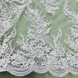 Beaded Corded Bridal Lace Fabric
