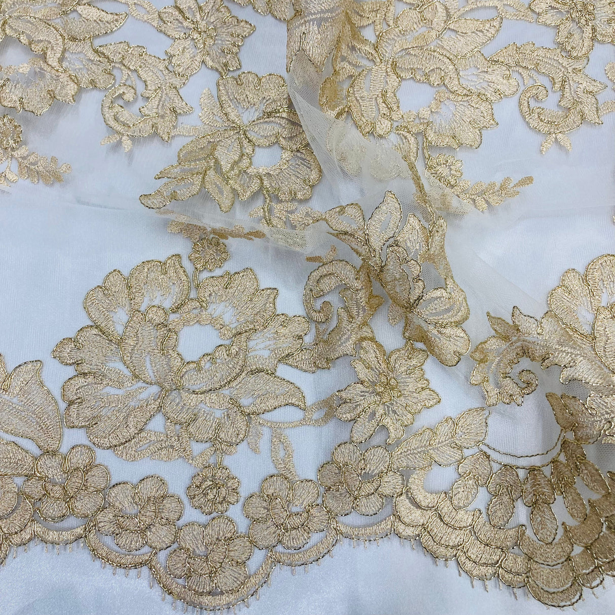 Floral Corded Embroidered Lace Trimming