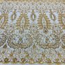 Beaded Lace Fabric on Polyester Net Mesh