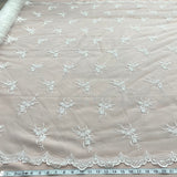 1 Yard - Beaded Lace Fabric Embroidered on 100% Polyester Net Mesh - Ivory - 52" Wide