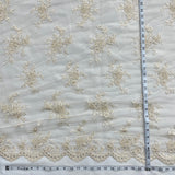 Beaded Corded Bridal Lace Fabric - Embroidered Polyester Net Mesh, Pearl Sequin Detail, 54" Width (1 Yard)