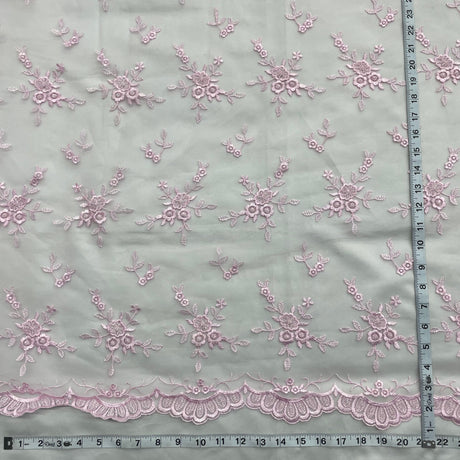 Beaded Lace Fabric on Polyester Net Mesh