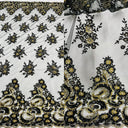 Beaded Sequined Lace Fabric on Polyester Net Mesh
