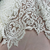 1 Yard Exquisite Corded Bridal Lace Fabric Embroidered on Polyester Net Mesh