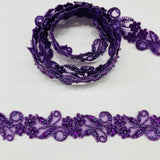 Beaded Corded Lace Trim on Polyester Organza