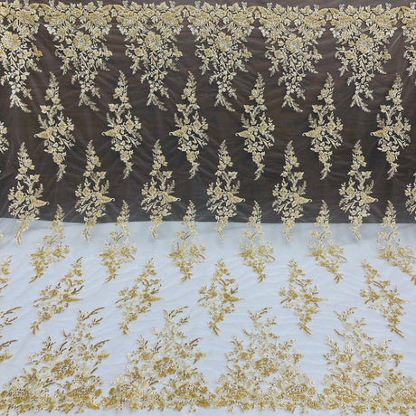 Beaded Sequined Lace Fabric