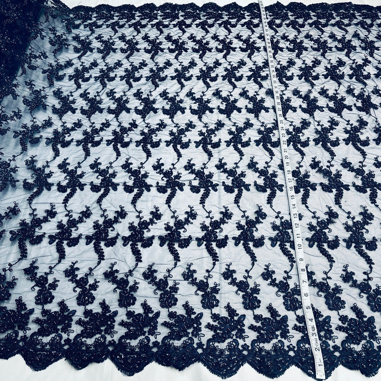 Beaded Corded Lace Fabric 54" Wide