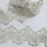 Beaded Corded Lace Trim 5" Polyester Net Mesh