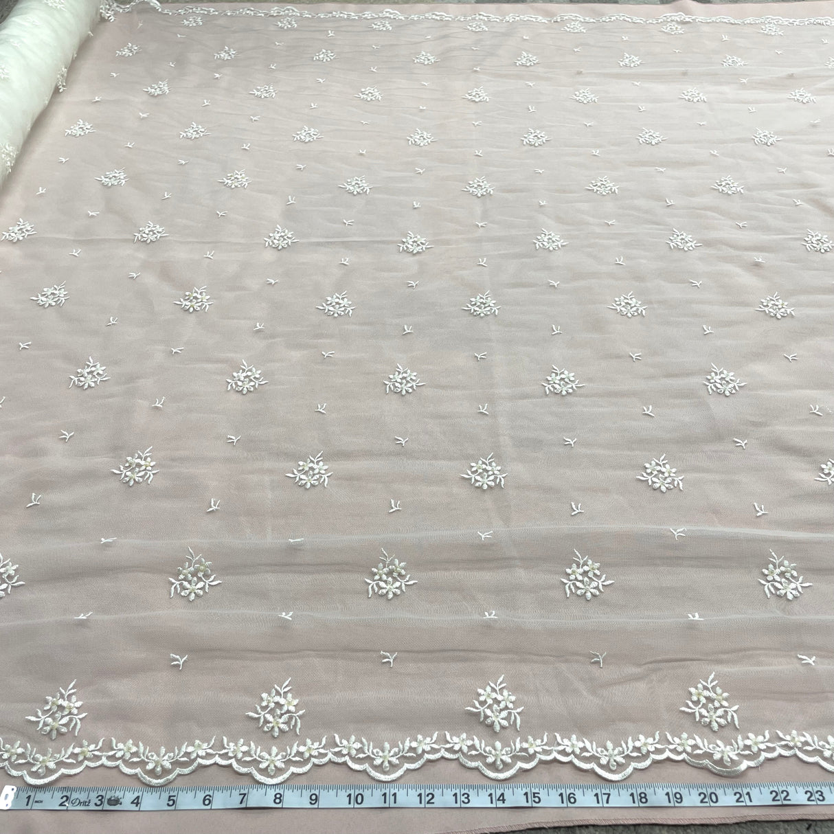 Beaded Embroidered Lace Mesh Fabric