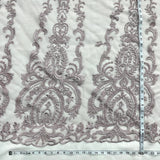 Beaded Lace Fabric on Polyester Net Mesh