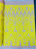 Big Sequin Damask Polyester Fabric - Damask Sequin Mesh, 54" Width (1 Yard)