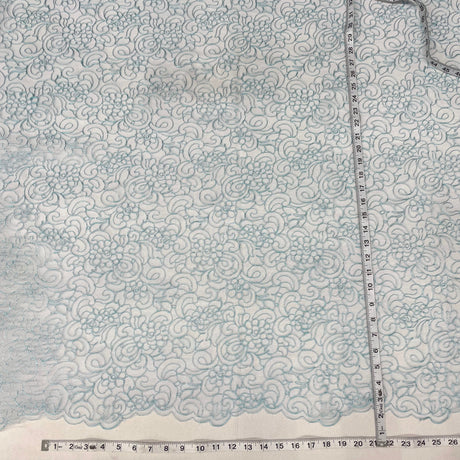 Embroidered Lace Turquoise Mesh