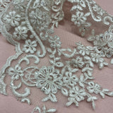 Beaded Corded Floral Lace Trim 6"