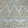 1 Yard Elegant Corded Bridal Lace Fabric Embroidered on 100% Polyester Net Mesh White