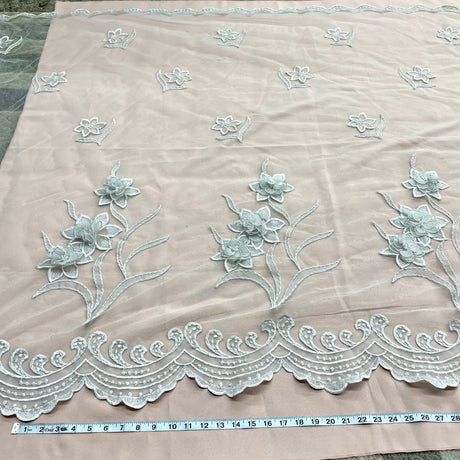 Beaded 3D Floral Lace Mesh