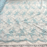 1 Yard Silver Beaded Lace Fabric Embroidered on Net Mesh for Wedding and Evening Gowns – 52"