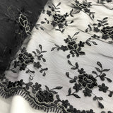 Beaded Lace Black Mesh Fabric