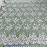 1 Yard Stunning Beaded and Corded Bridal Lace Fabric Embroidered on 100% Polyester Net Mesh White