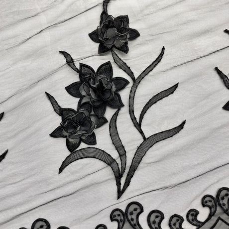 Beaded 3D Floral Lace Mesh