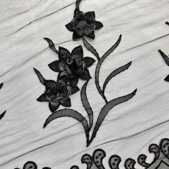 Beaded 3D Floral Lace Mesh