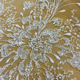 1 Yard Beaded Lace Fabric Embroidered on 100% Polyester Net Mesh