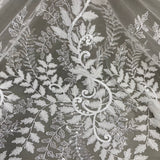 Beaded Sequined Lace Fabric on Polyester Net Mesh