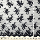 1 Yard Corded Bridal Lace Fabric Embroidered 100 Percent Polyester Net Mesh 50 inch Width