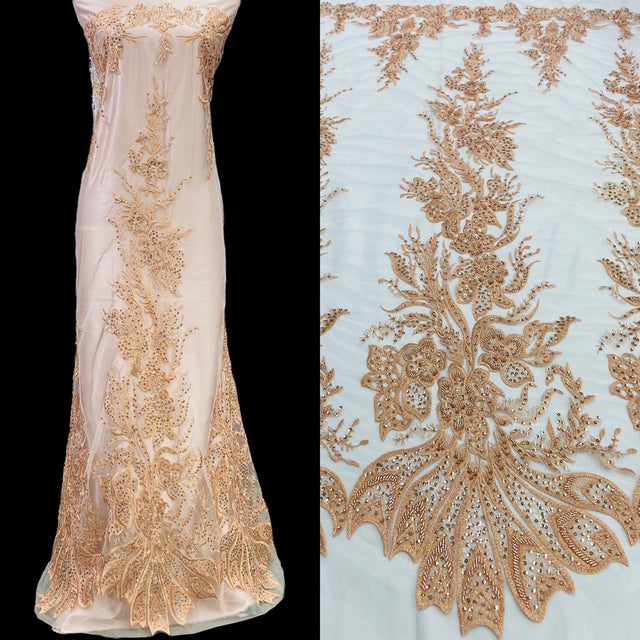 Beaded Sequined Lace Fabric 50" Wide