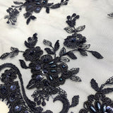 1 Yard Corded Bridal Lace Fabric Embroidered 100 Percent Polyester Net Mesh 50 inch Width