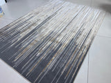 Maximus 241 Polyester Viscose Blend Fabric - Silver With Gold Geometric Design, Color-Changing Flat Weave (1 Rug)