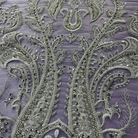 Beaded Embroidered Lace Mesh Fabric