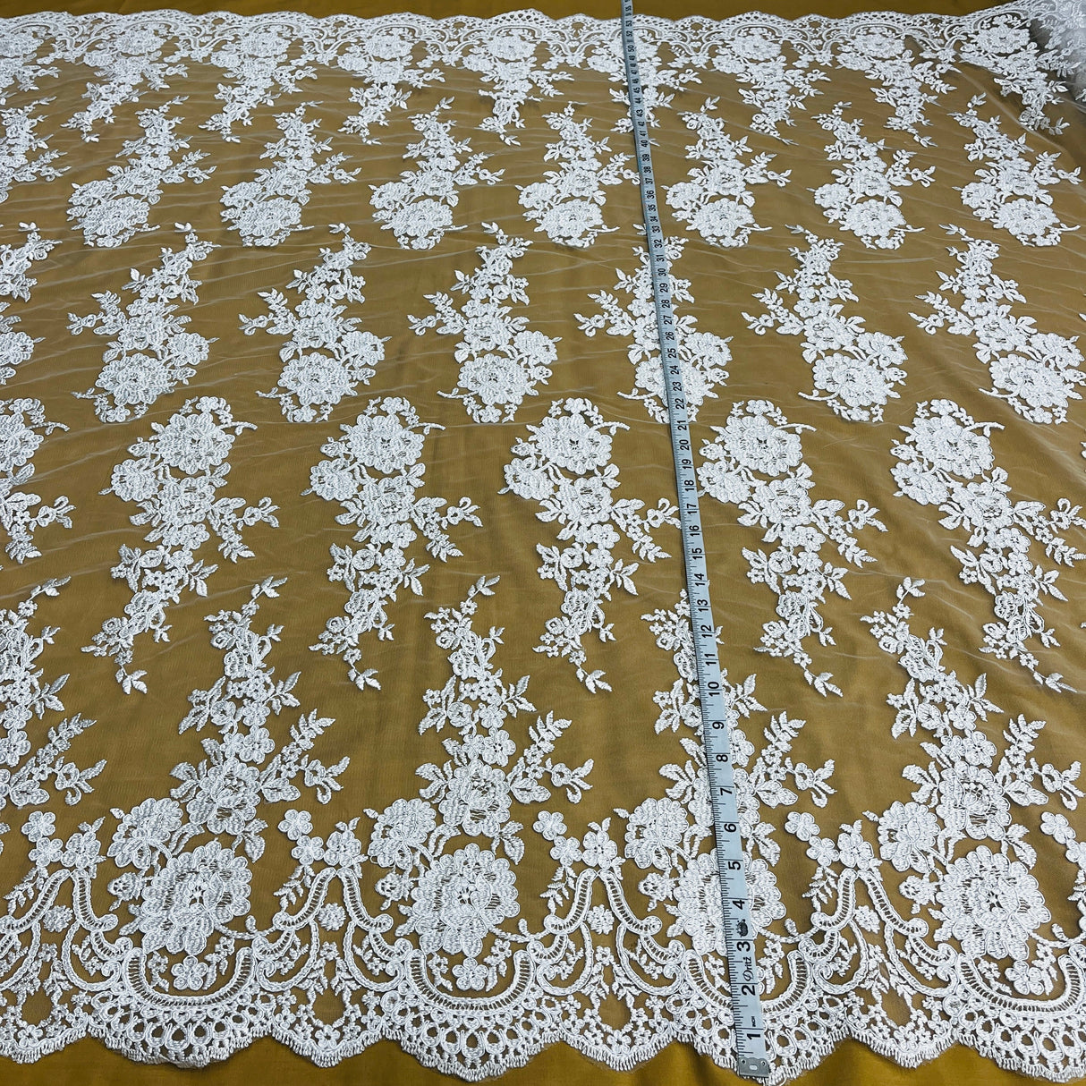 Corded Bridal Lace Fabric 54" Polyester Net Mesh