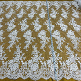 Corded Bridal Lace Fabric 54" Polyester Net Mesh