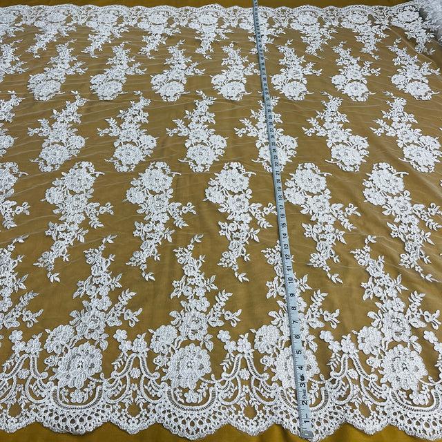 Corded Bridal Lace Fabric 54" Polyester Net Mesh