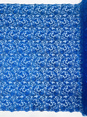 Angela Metallic Corded Lace Fabric - Embroidered Sequins Mesh Lace, Double Scallop Edge, 50-54" Width (1 Yard)