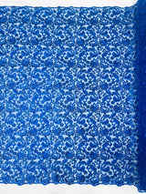 Angela Metallic Corded Lace Fabric - Embroidered Sequins Mesh Lace, Double Scallop Edge, 50-54" Width (1 Yard)