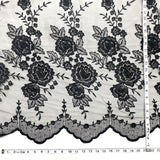 1 Yard Silver Beaded Embroidered Lace Fabric on Polyester Net Mesh for Bridal and Evening Couture – 52"