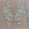 Beaded Corded Floral Lace Applique on Polyester Net Mesh
