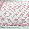 Beaded Lace Fabric Pink Mesh